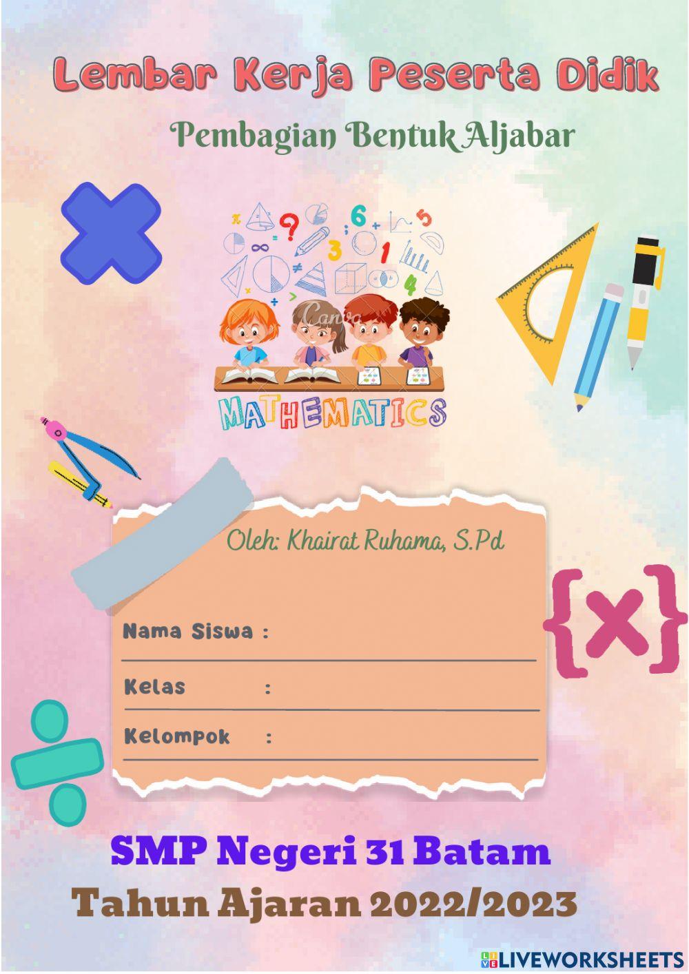LKPD Pembagian Bentuk Aljabar