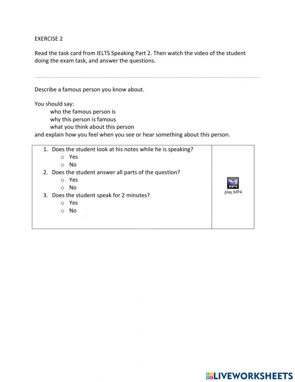 IE1, Unit 7, Speaking, Exercise 2