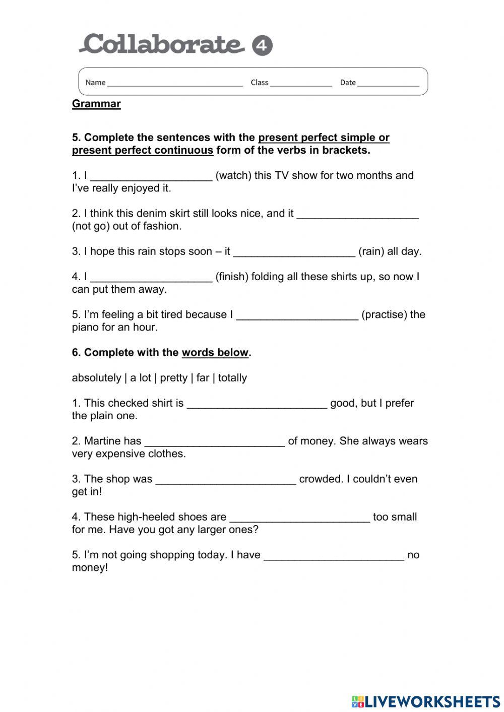 Grammar and vocabulary 1st term
