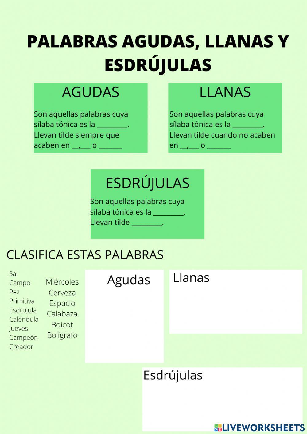 Agudas llanas y esdrujulas