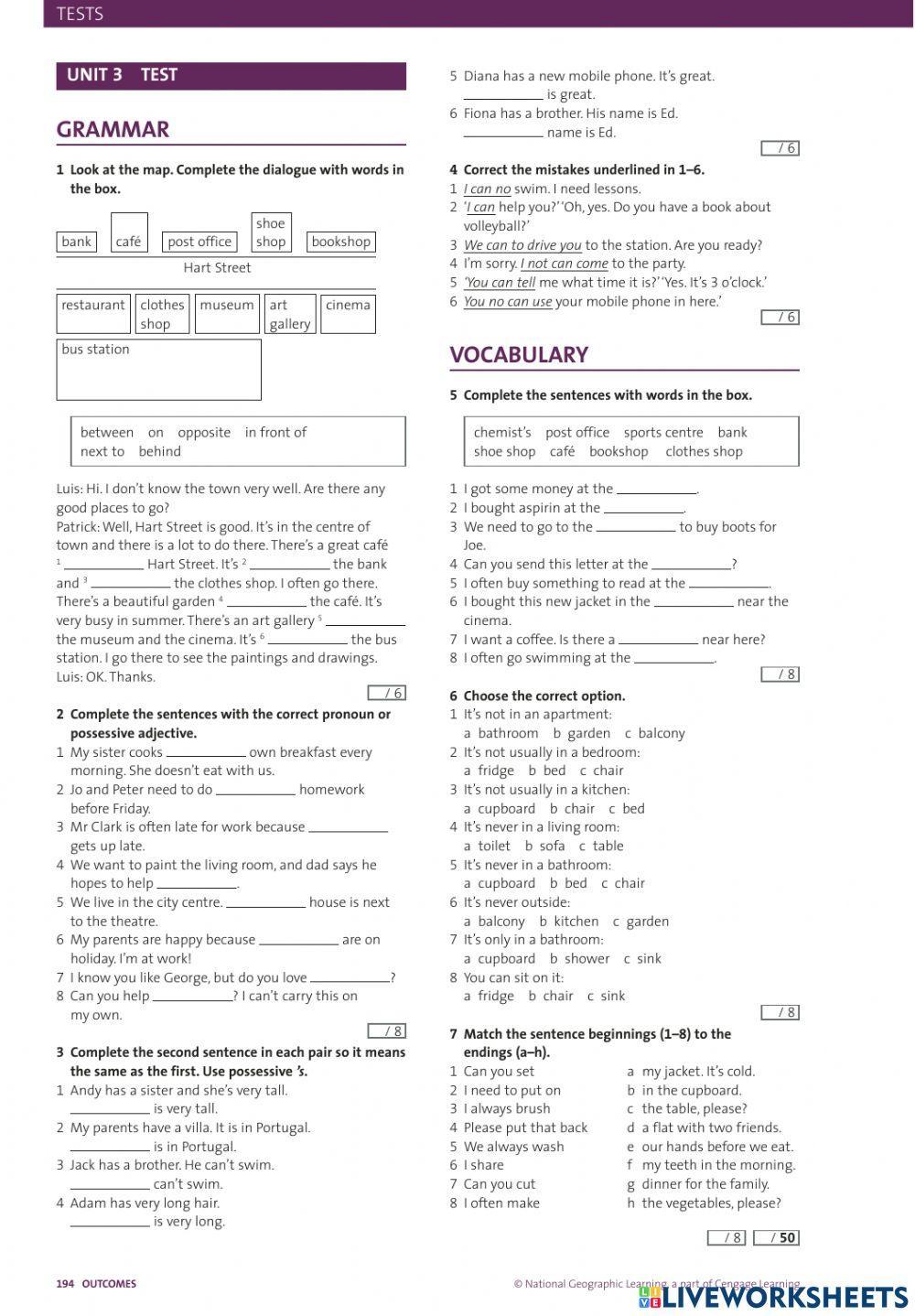 Outcomes-Unit 3-Test