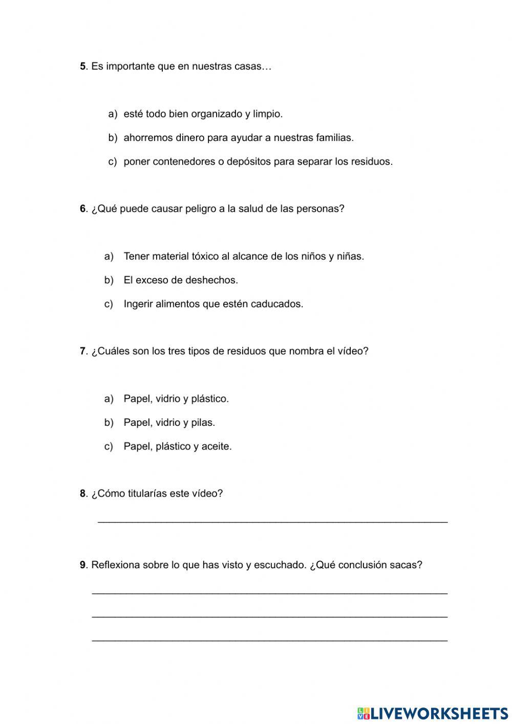 El reciclaje (comprensión oral)