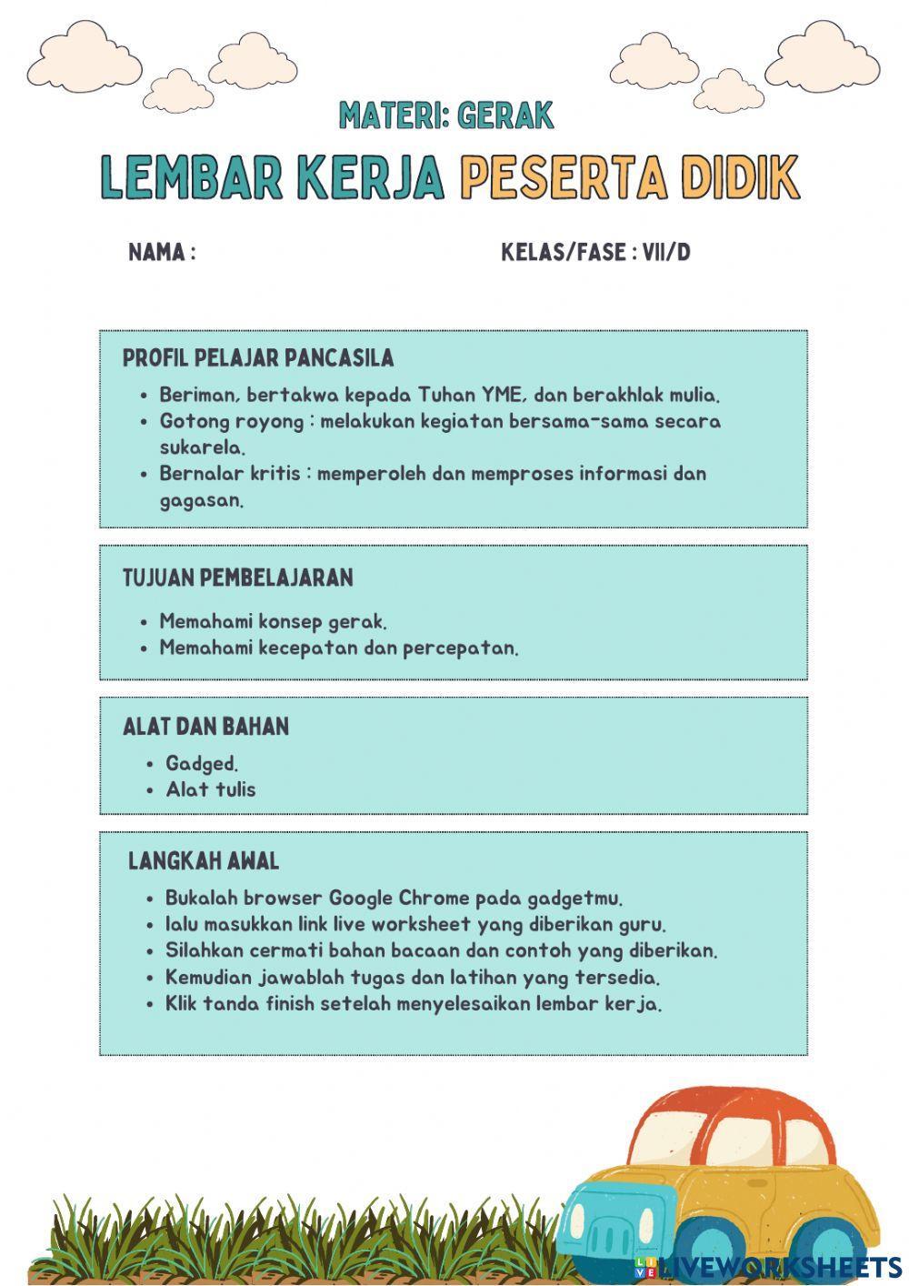 LKPD Gerak (Kelajuan dan Kecepatan)