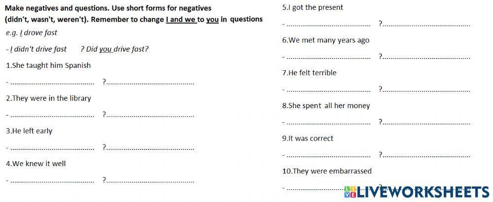 Past simple practice