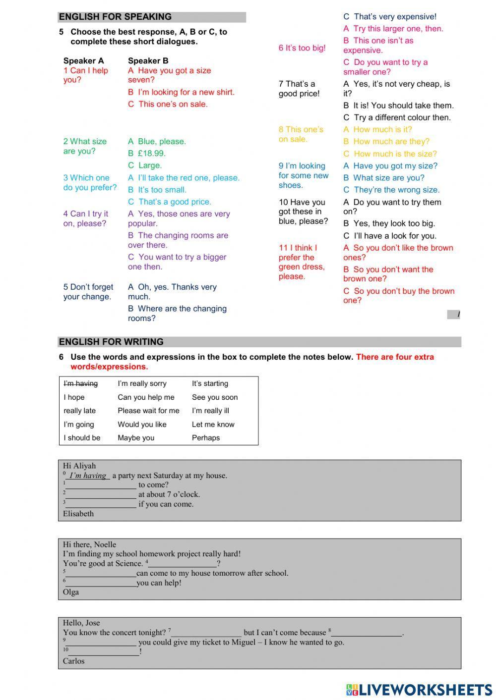 Language Test Unit 7 (Wider World 2)