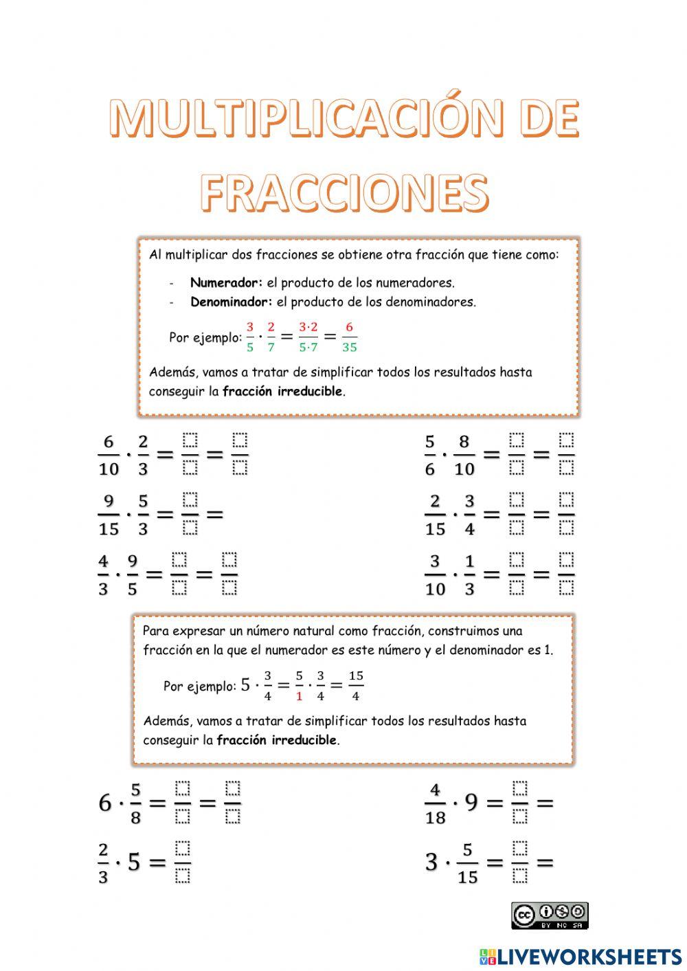 Multiplicación de fracciones