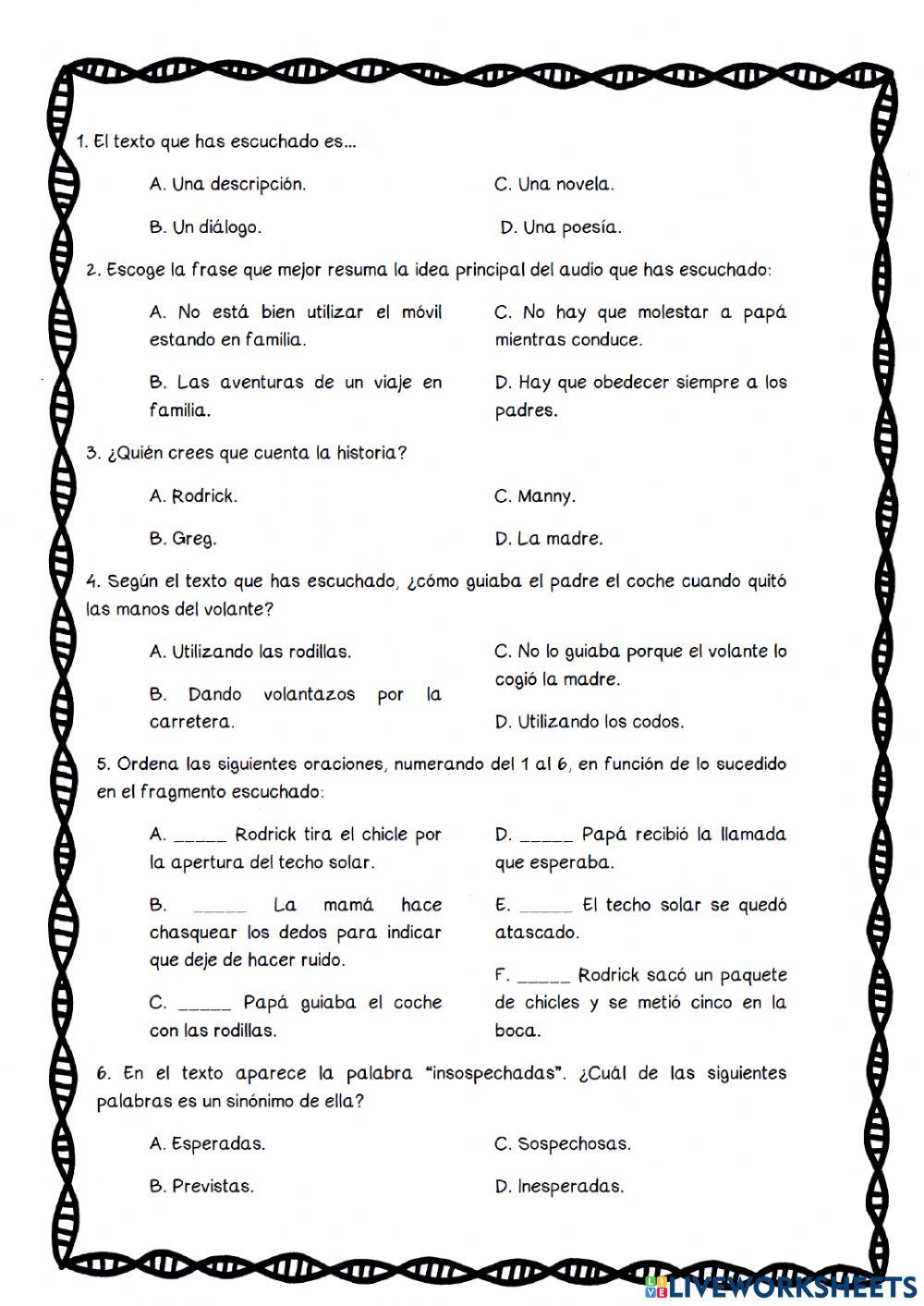 Comprensión oral: Carretera y manta