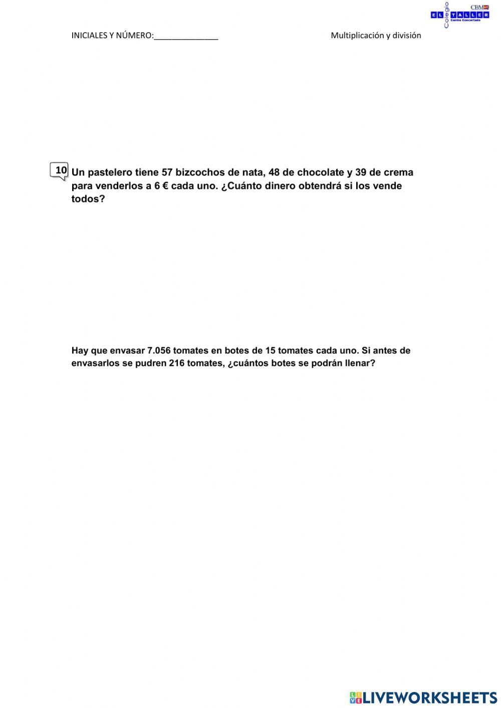 Multiplicaciones y divisiones