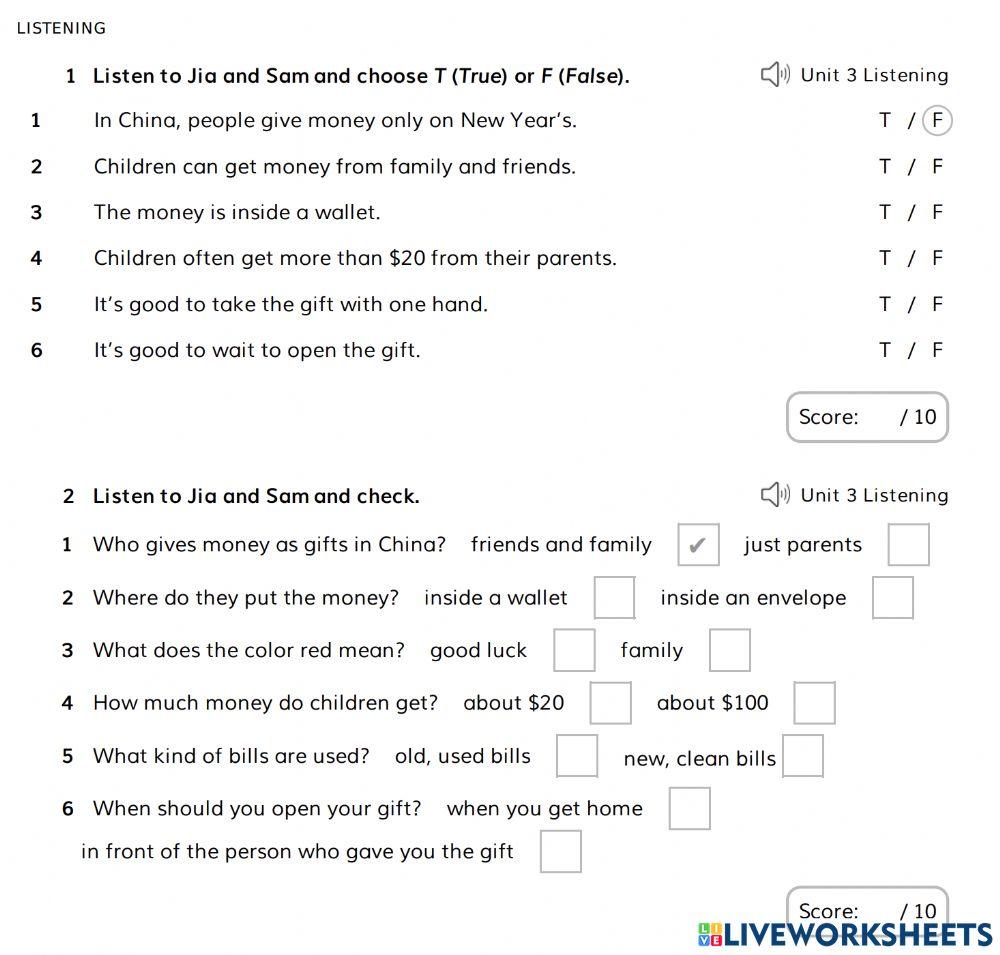 3rd Grade Listening U3