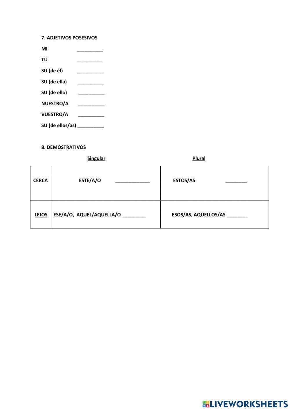 7-8. adjetivos posesivos y demostrativos