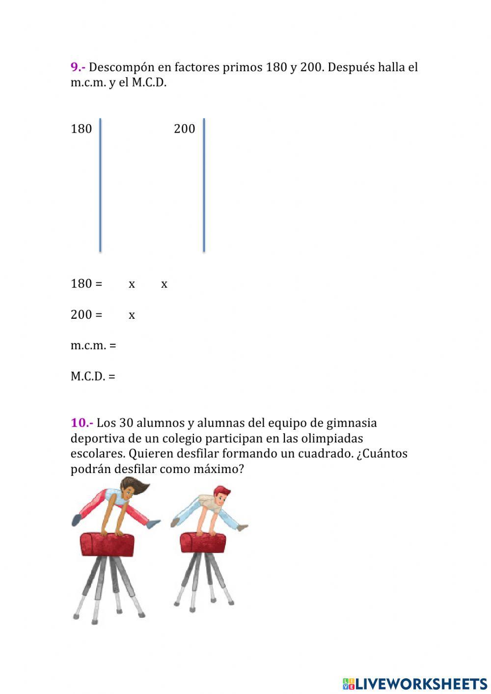 Múltiplos Divisores Potencias Raíces