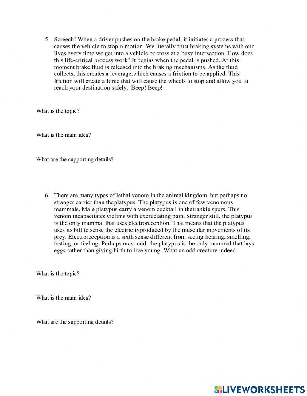 Main ideas and supporting details 1