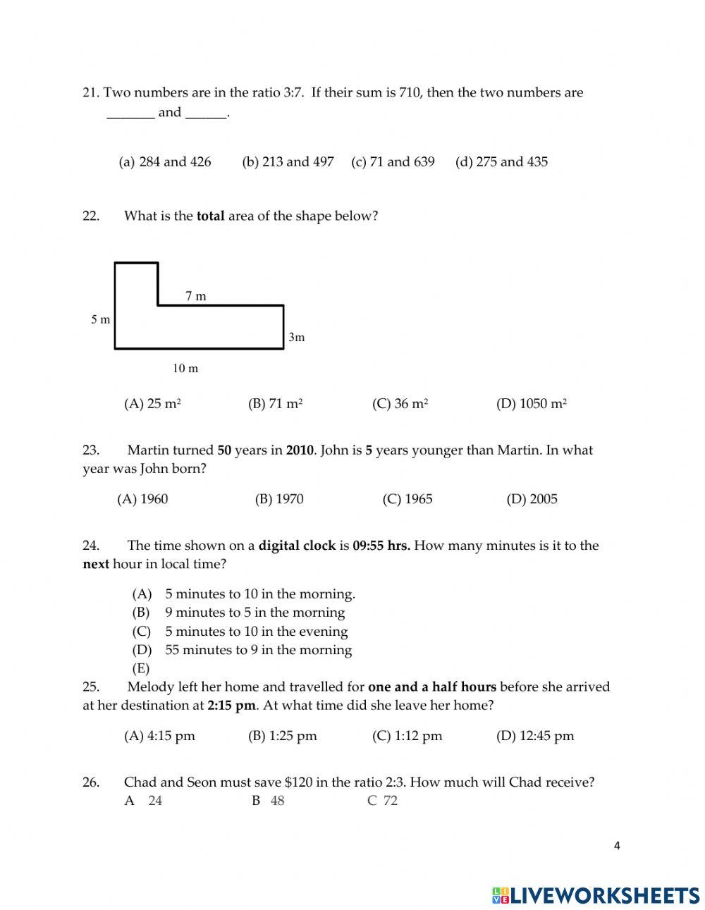 2221298 | Mathematics Paper | Azazel | LiveWorksheets