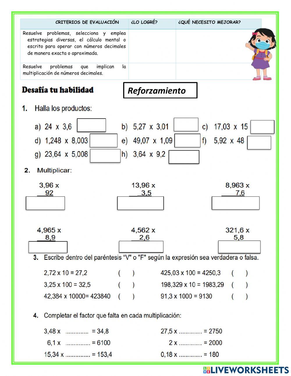 Multiplicacion con decimales