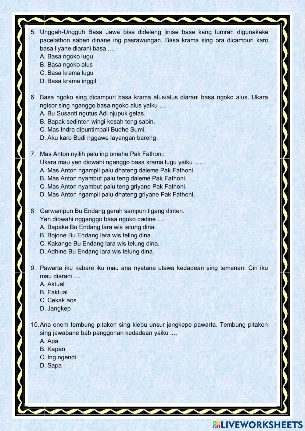 Pas bahasa jawa kelas 5