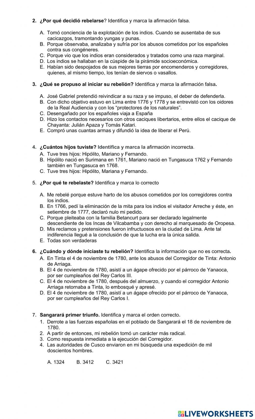 La rebeliòn de túpac amaru ii