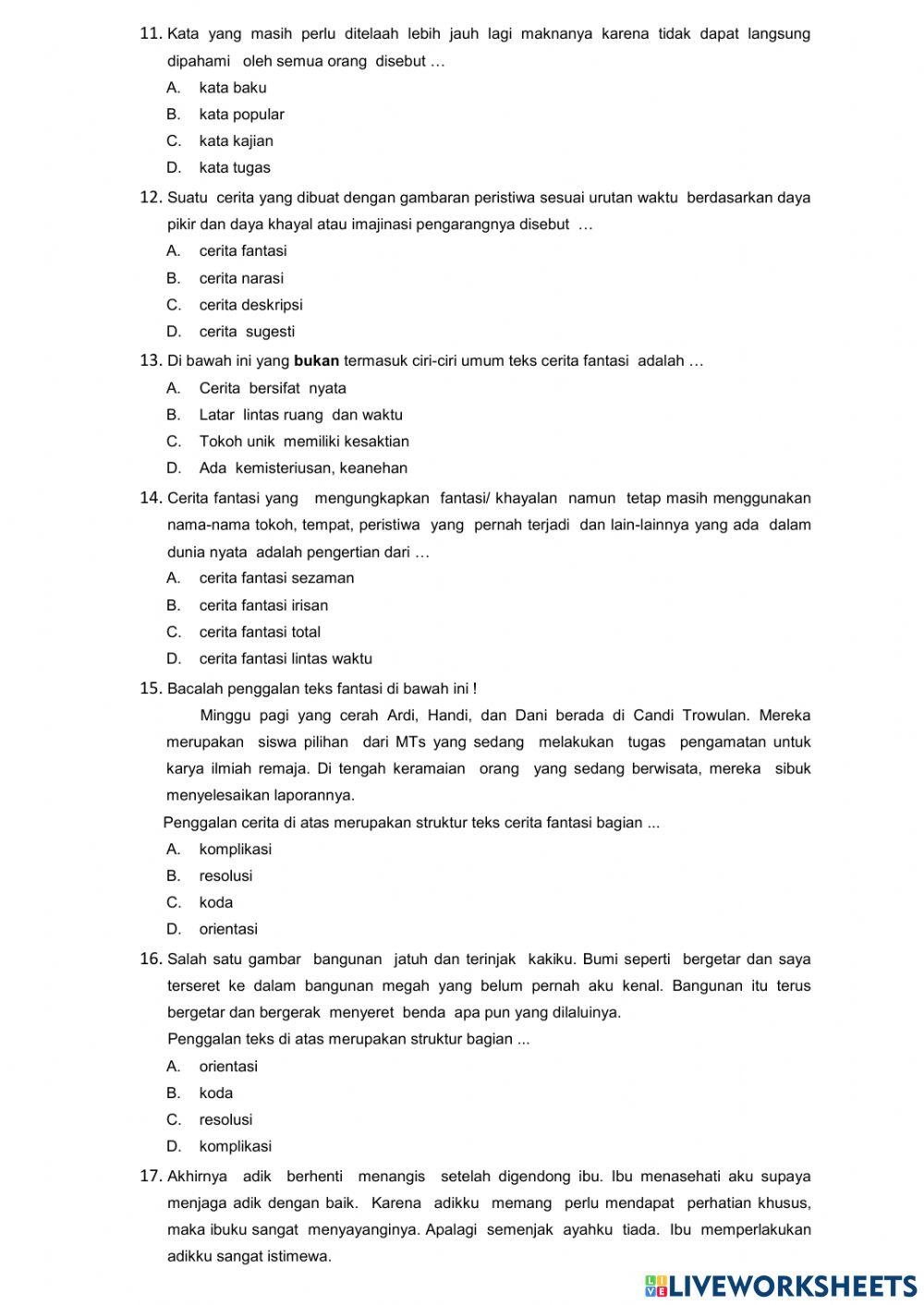 PAS Bahasa Indonesia kelas VII