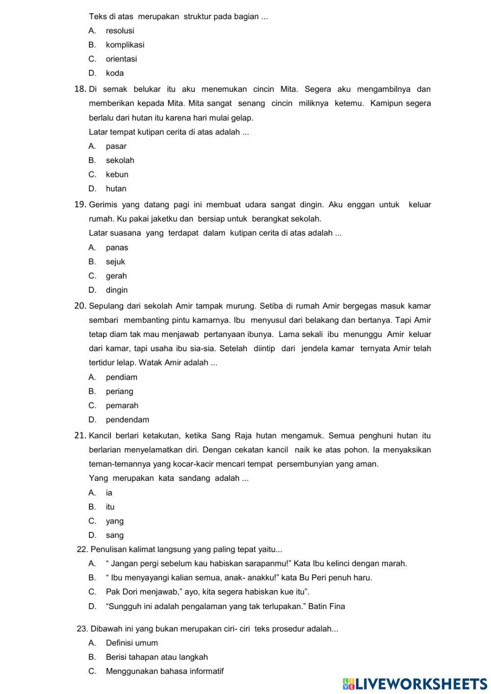 PAS Bahasa Indonesia kelas VII