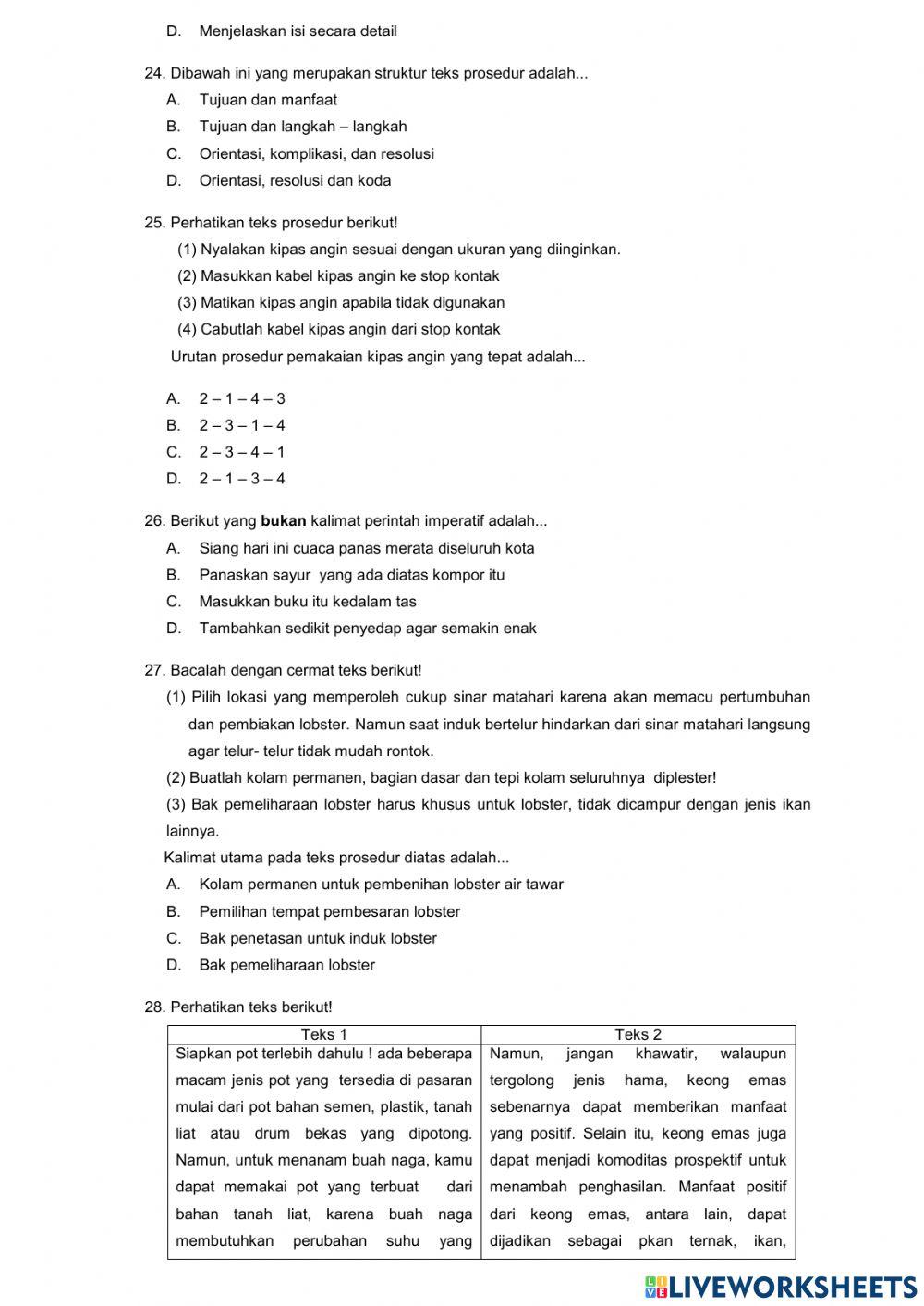 PAS Bahasa Indonesia kelas VII