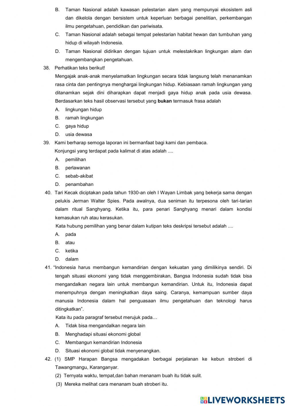 PAS Bahasa Indonesia kelas VII