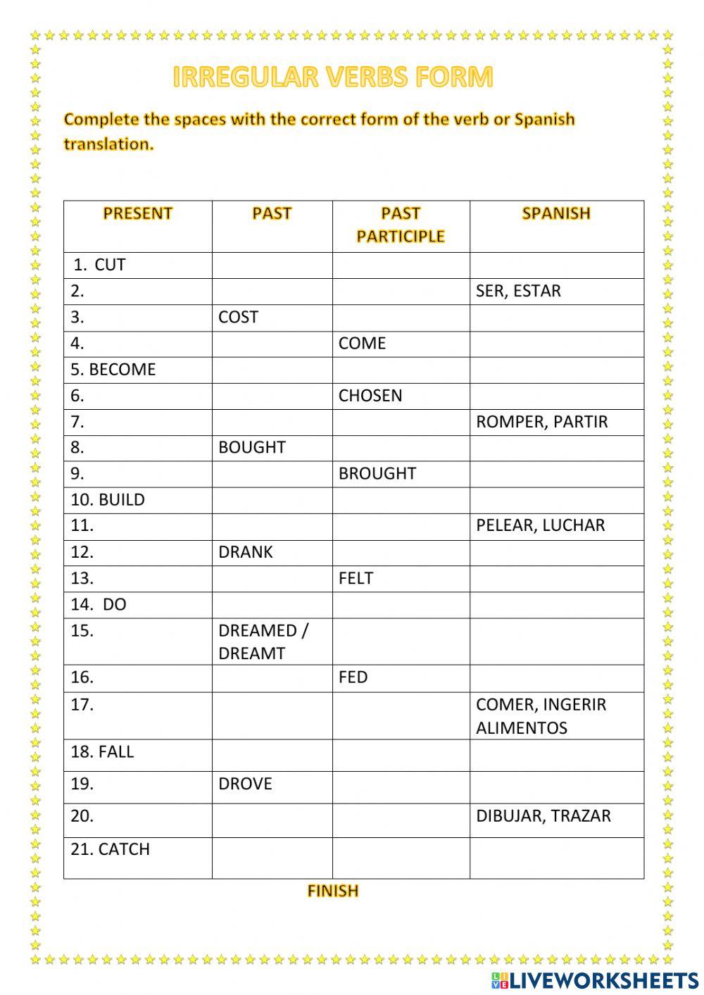 Irregular verb forms