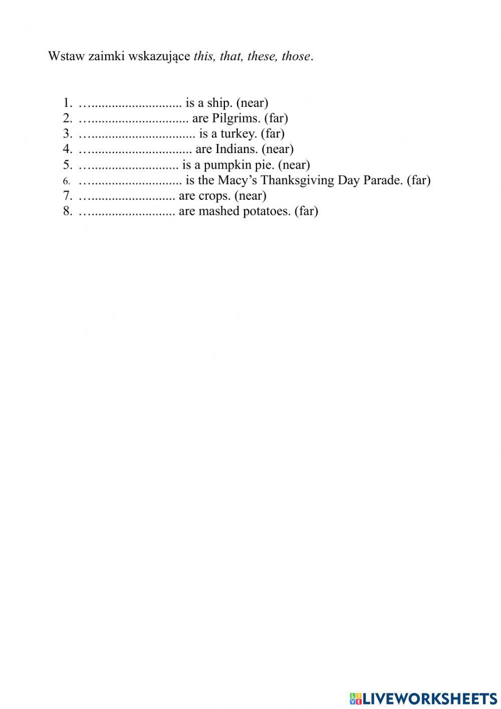 Demonstrative pronouns Thanksgiving