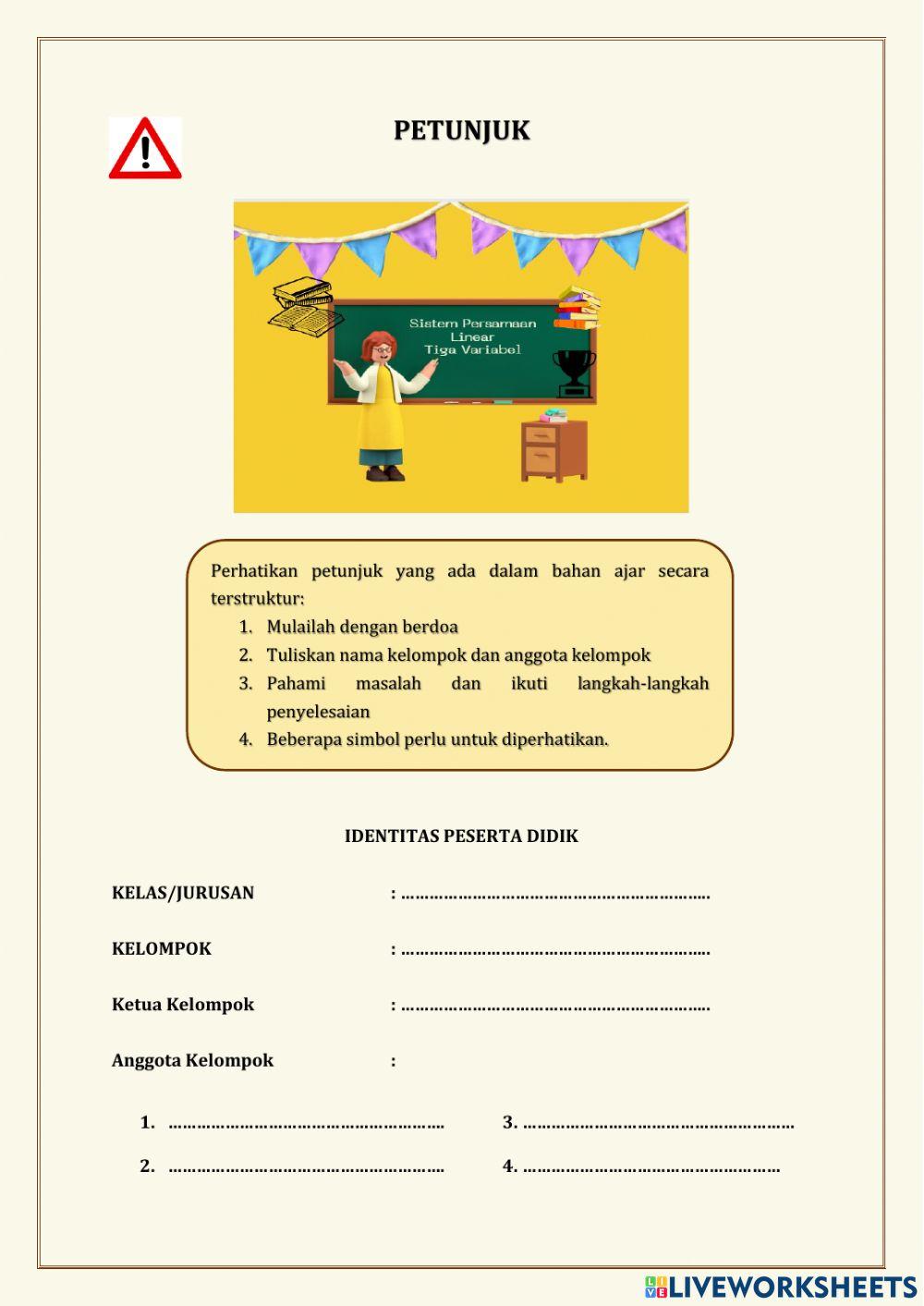 Sistem Persamaan Linear Tiga Variabel