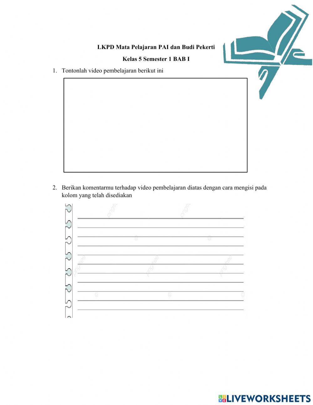 LKPD PAI Kelas 5 BAB I