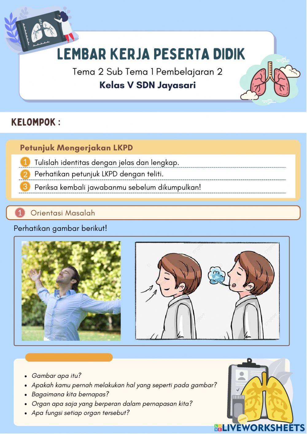 Sistem Pernapasan Manusia Kelas 5 Tema 2 Subtema 1