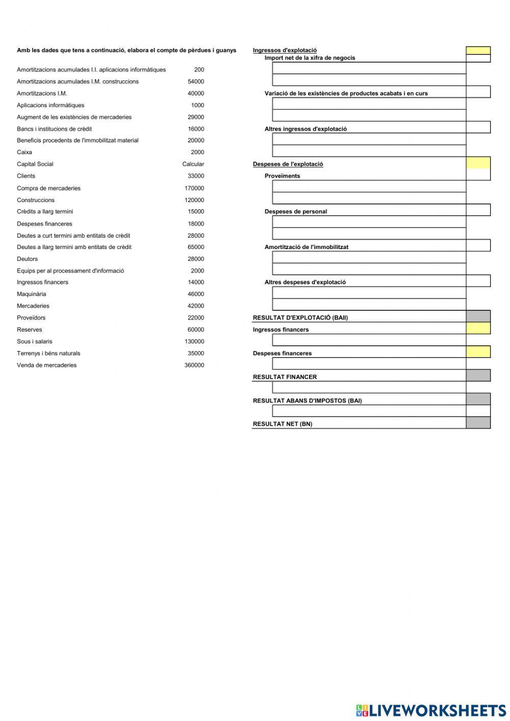 Exercici de pèrdues i guanys B