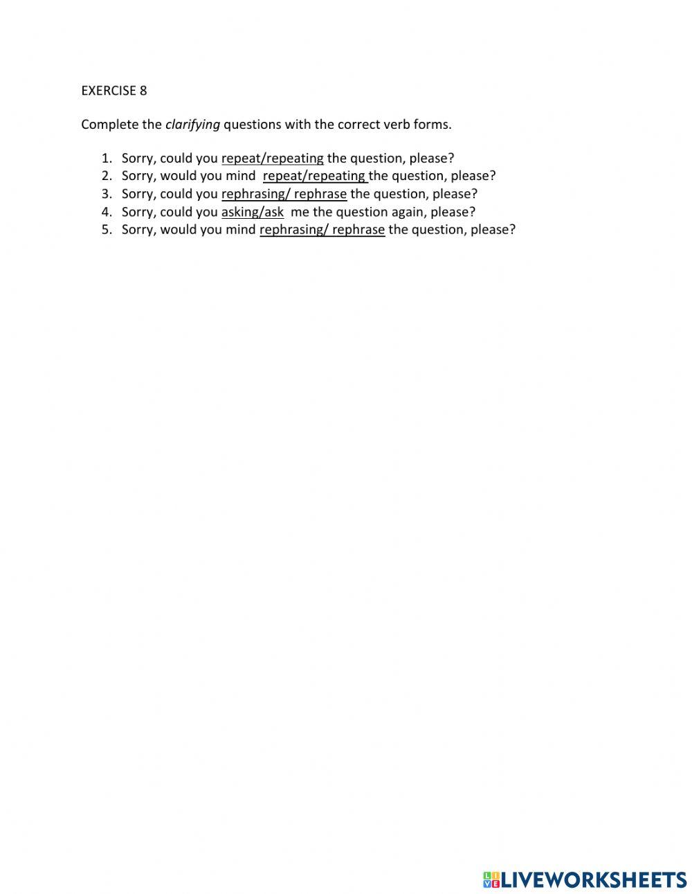 IE1, Unit 7, Speaking, Exercise 8