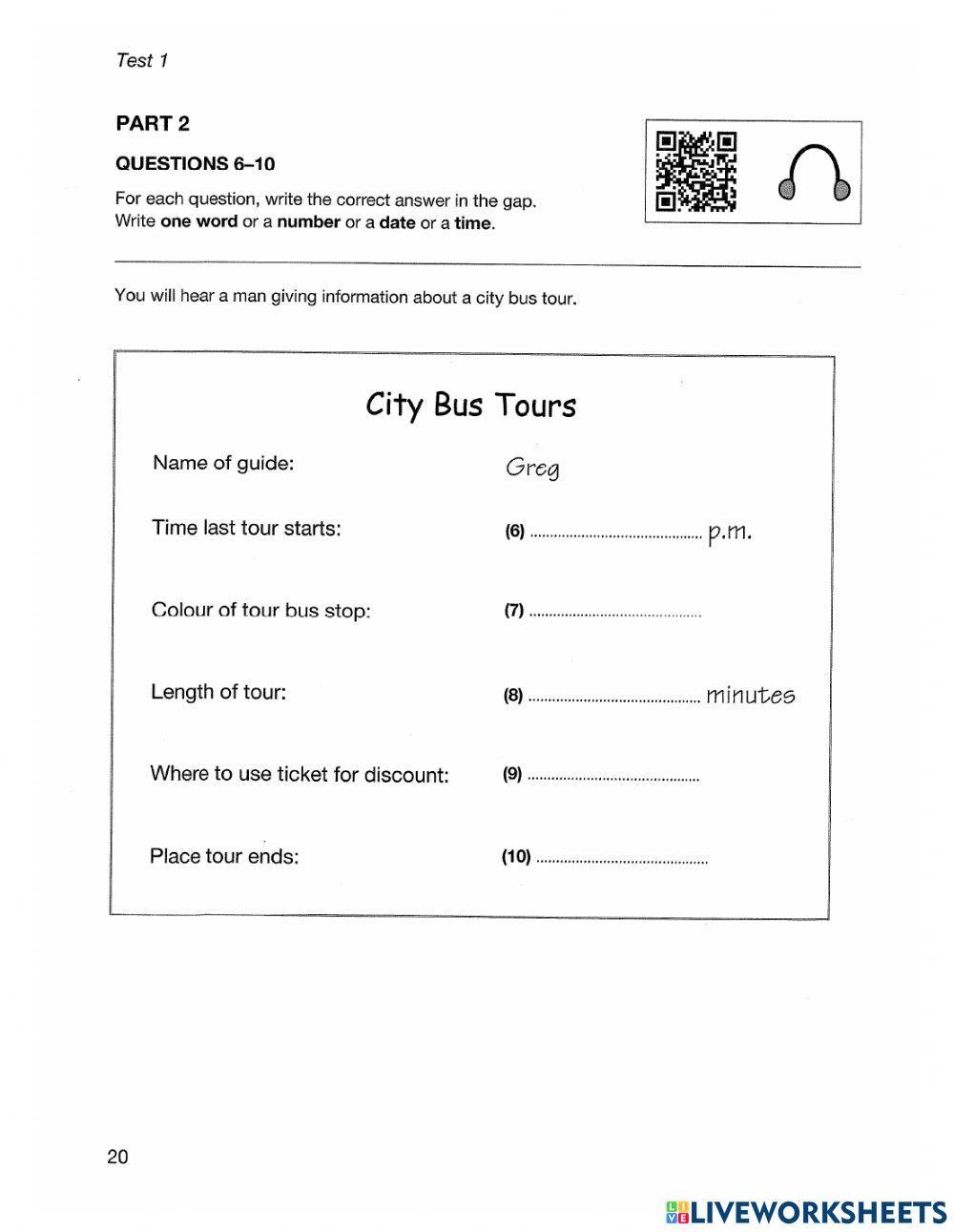 Ket listening test 1 part 1,2