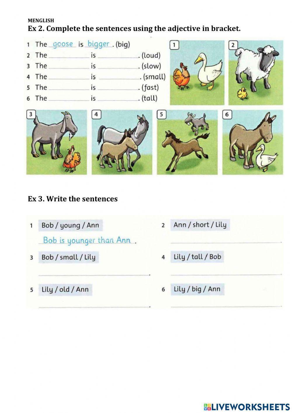 Compartive sentences for Primary