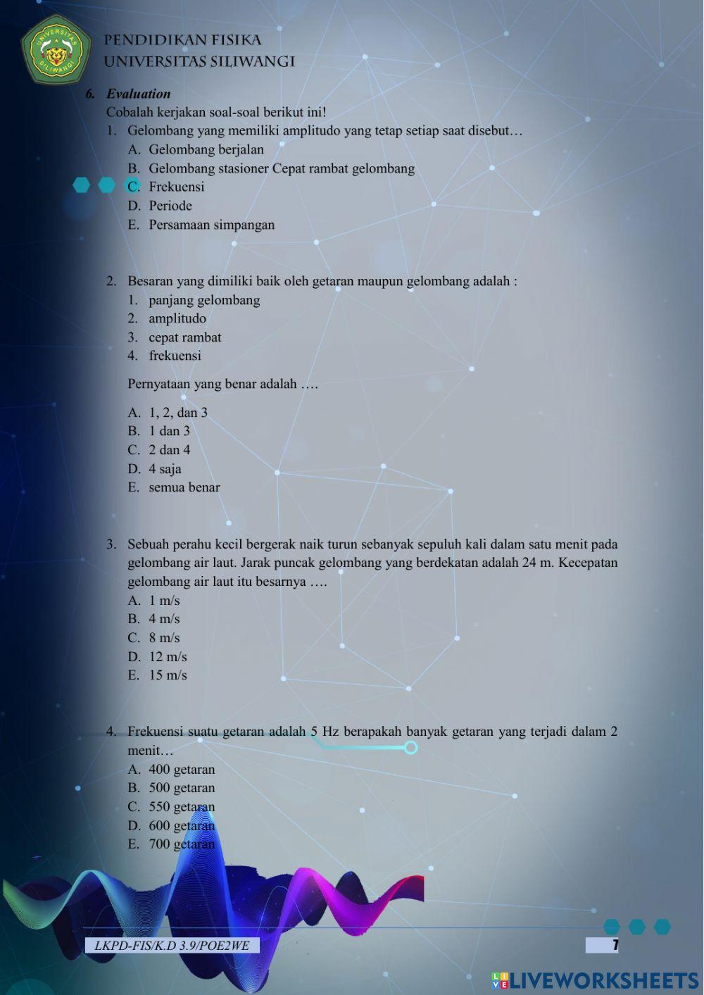 LKPD Gelombang Berjalan dan Gelombang Stasioner