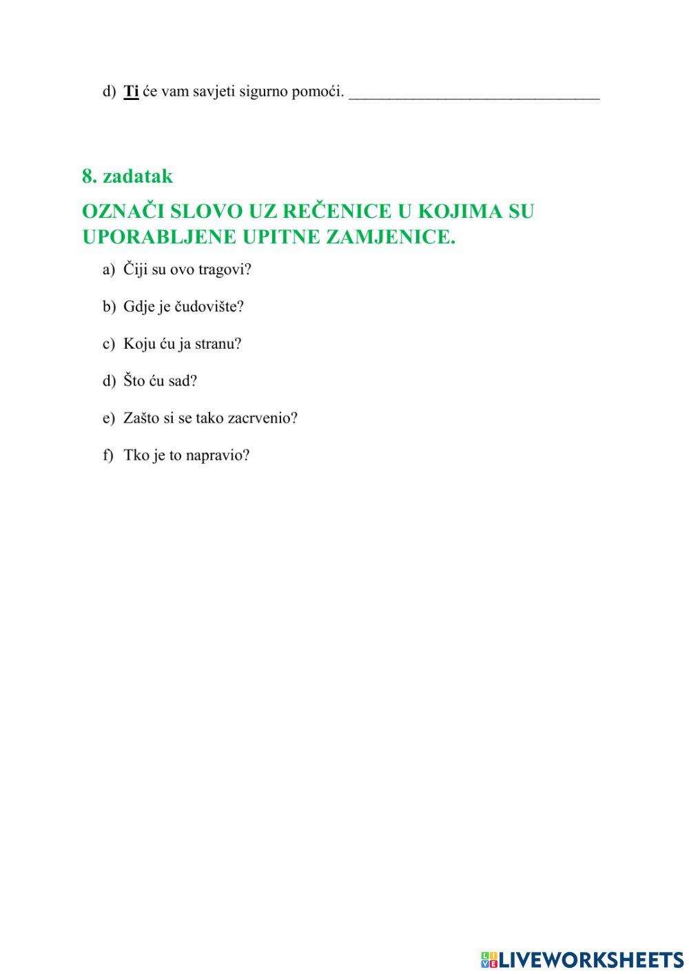 Zamjenice (6) - 1. dio