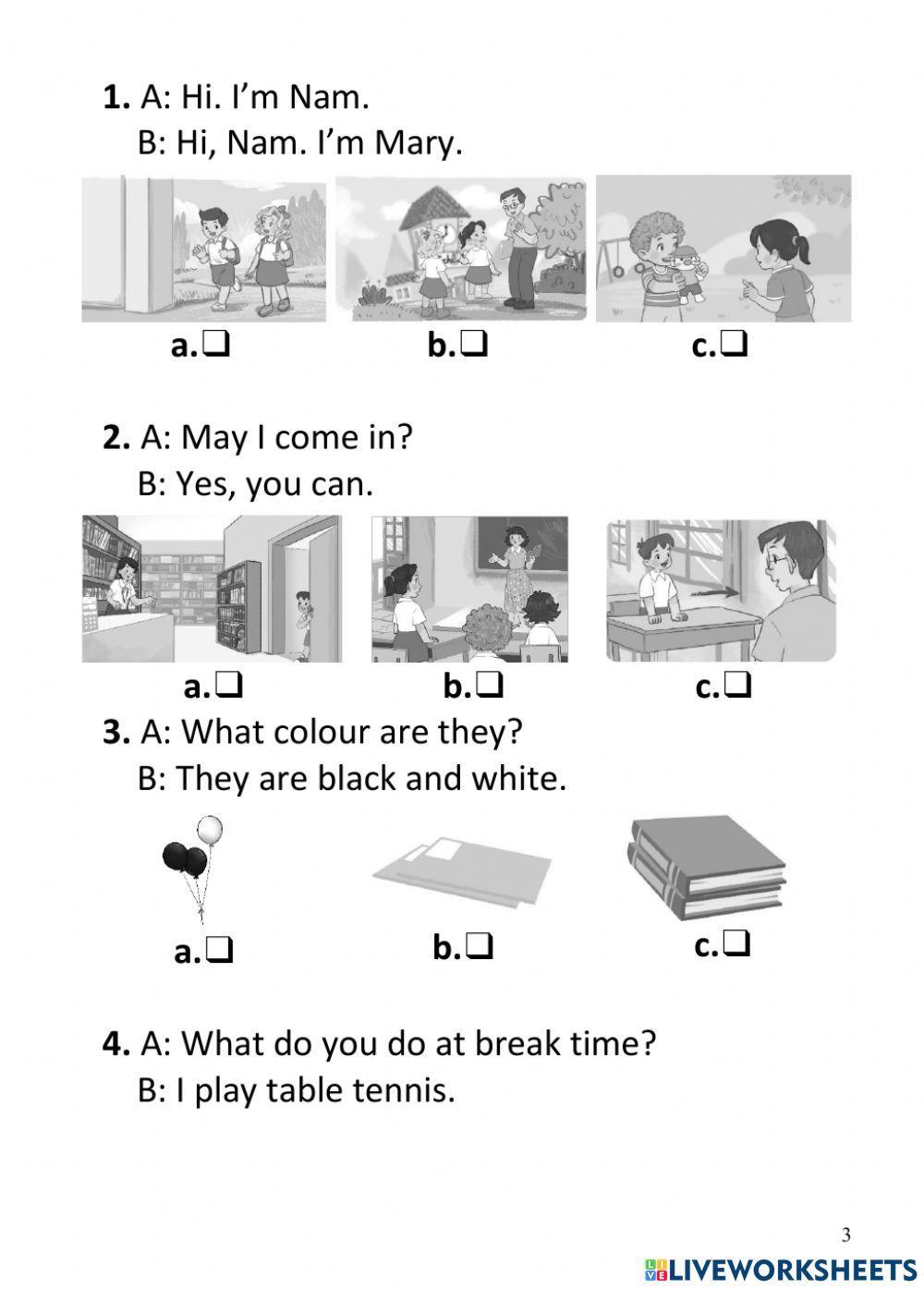 Tiếng Anh 3 - Đề thi học kì 1 - số 1