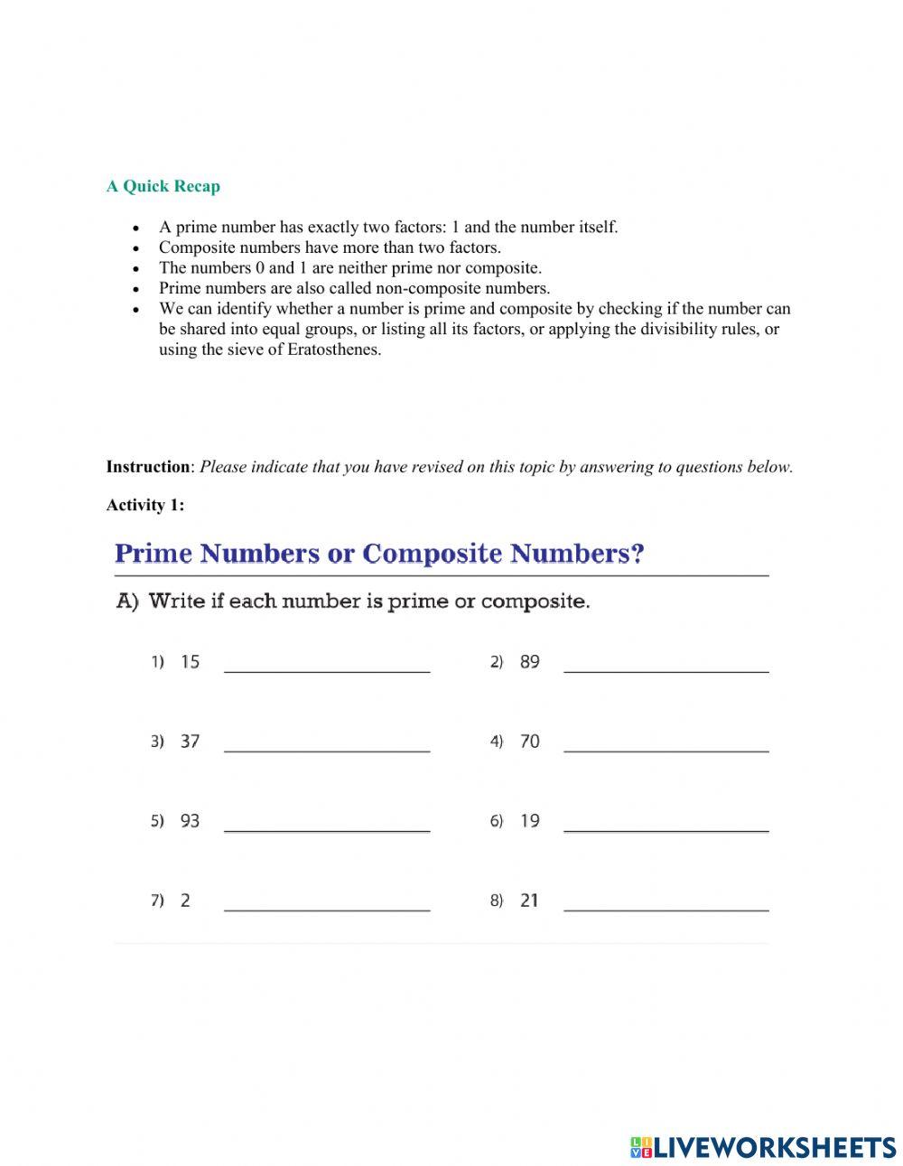 1. Prime and Composite Numbers