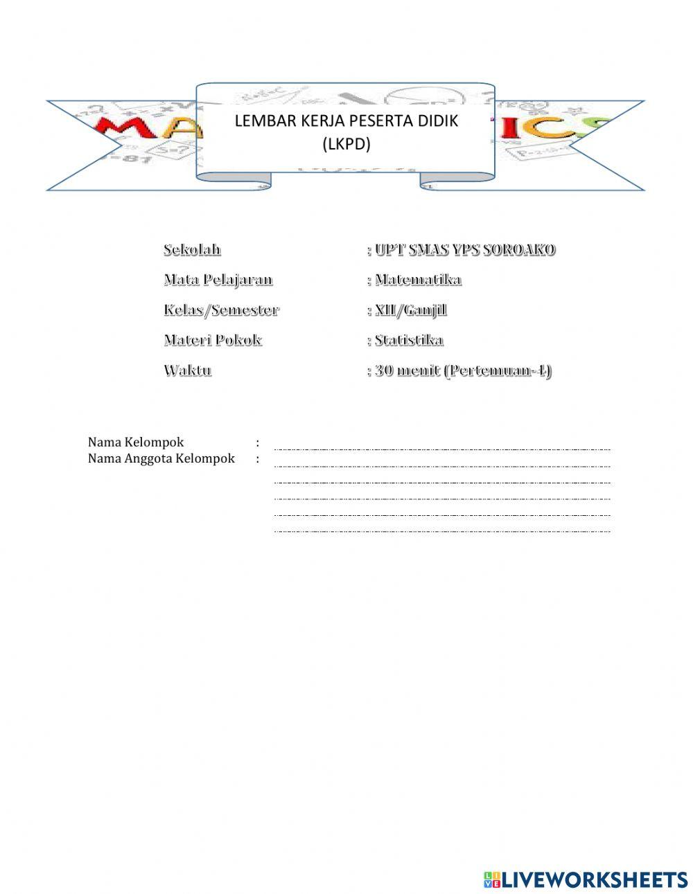 LKPD Mean-Modus-Histogram worksheet | Live Worksheets
