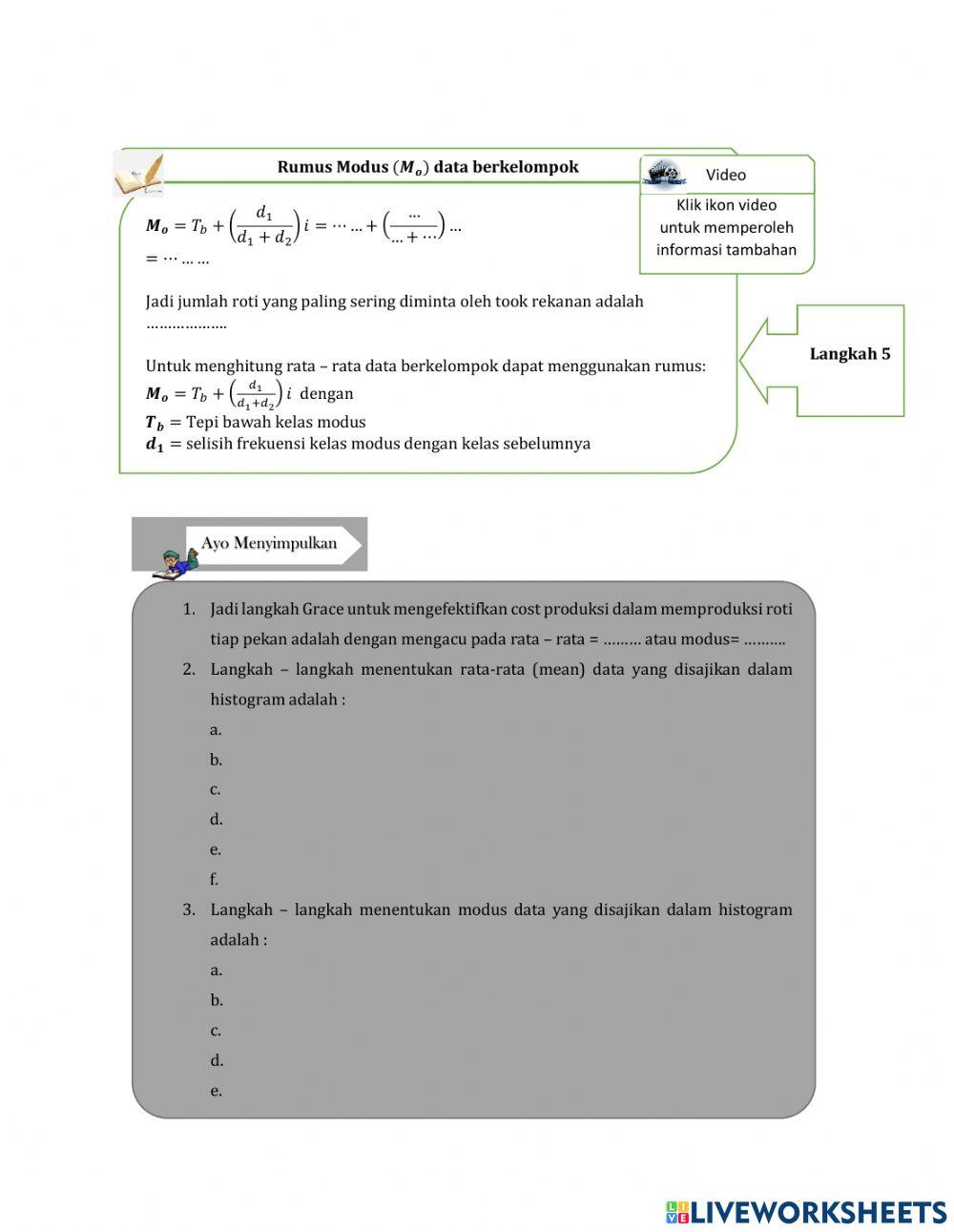 LKPD Mean-Modus-Histogram worksheet | Live Worksheets image.