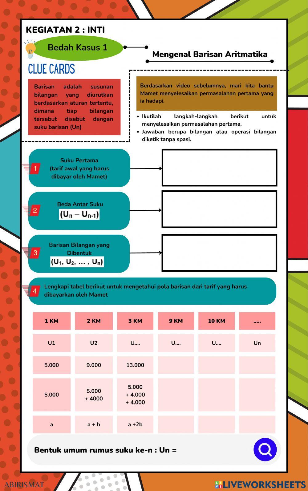 E-lkpd barisan dan deret aritmatika