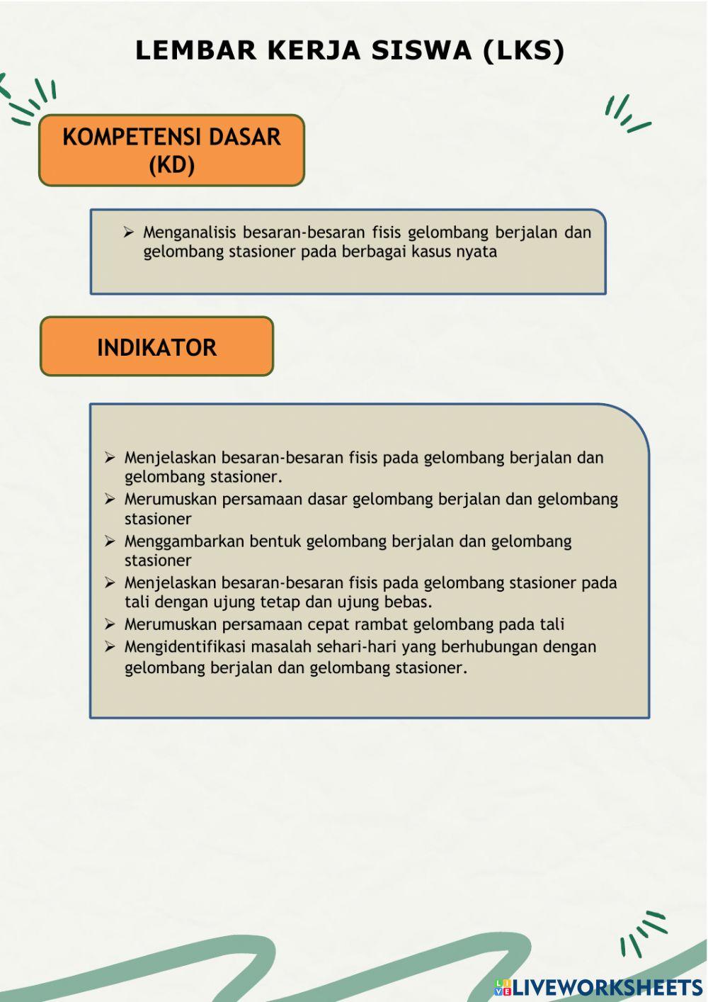 LKPD Gelombang Berjalan dan Gelombang Stasioner