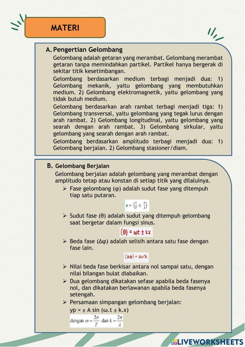 LKPD Gelombang Berjalan dan Gelombang Stasioner