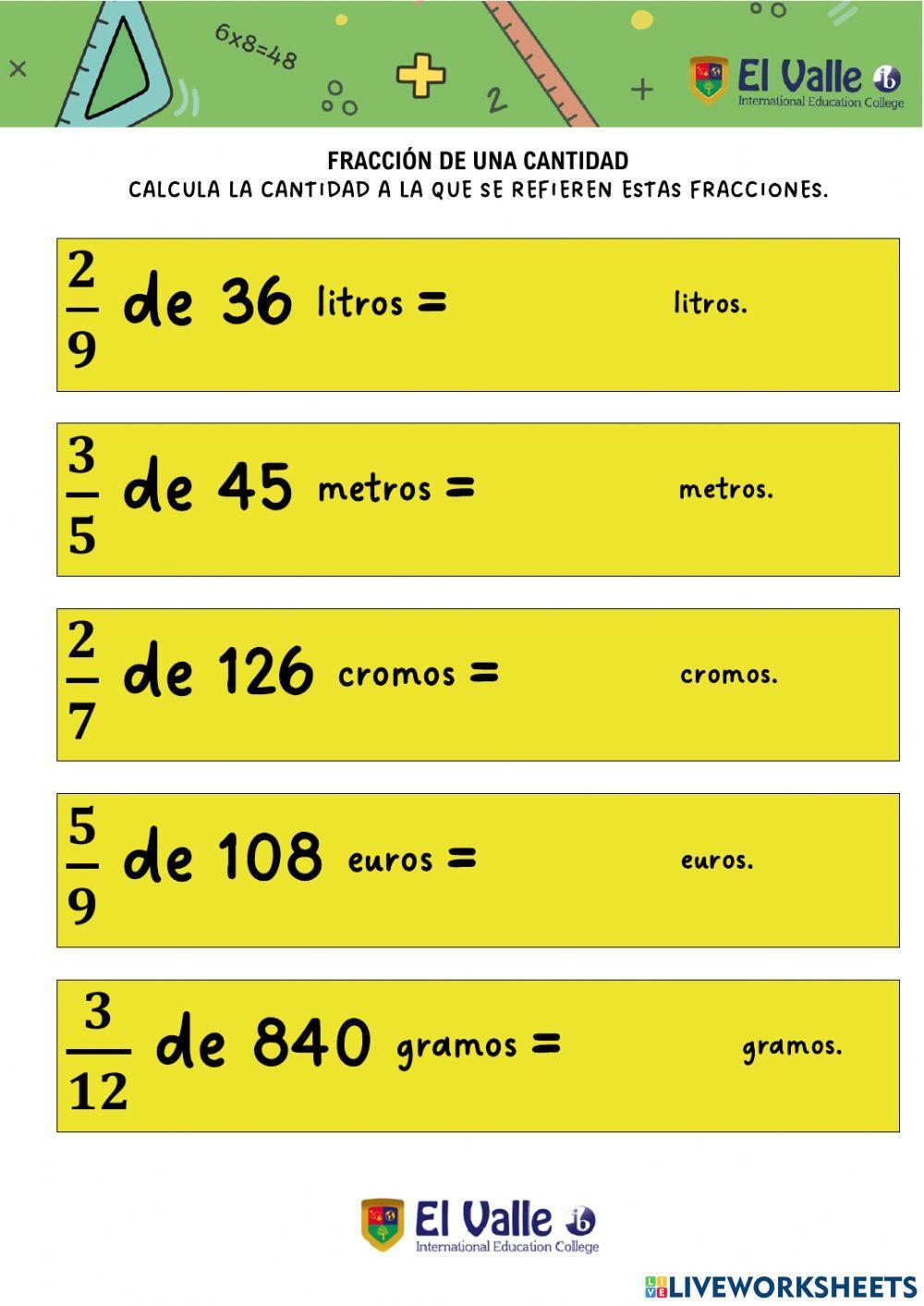 Fracción de una cantidad I