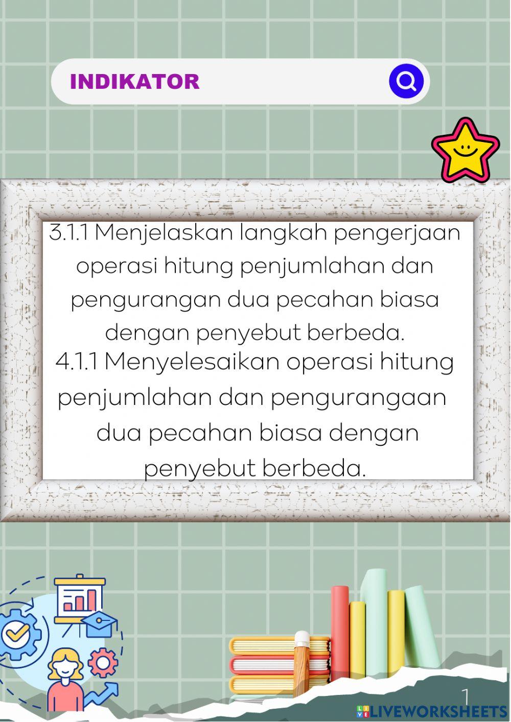 LKPD Pecahan Penjumlahan dan Pengurangan