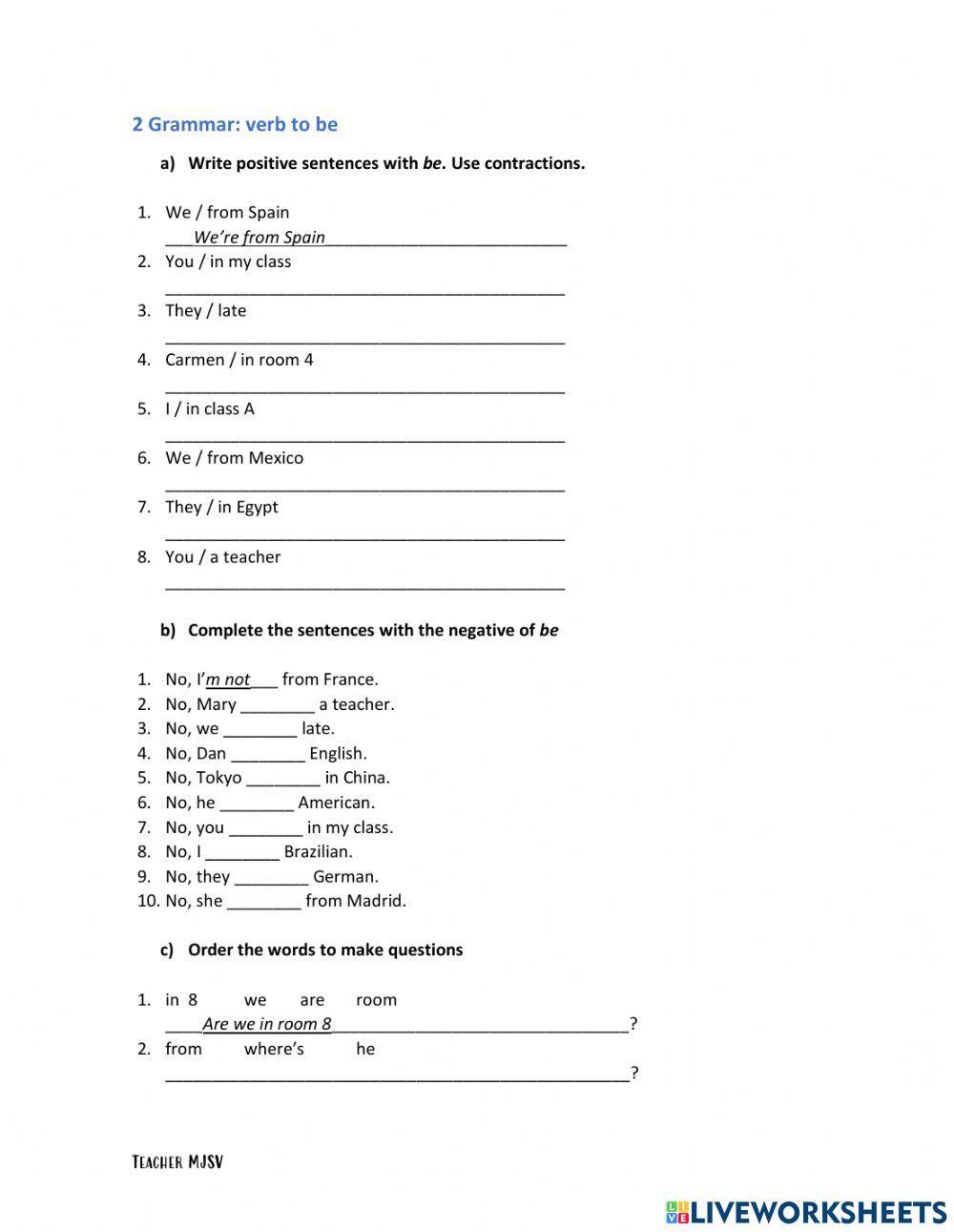 Nationalities and verb to be