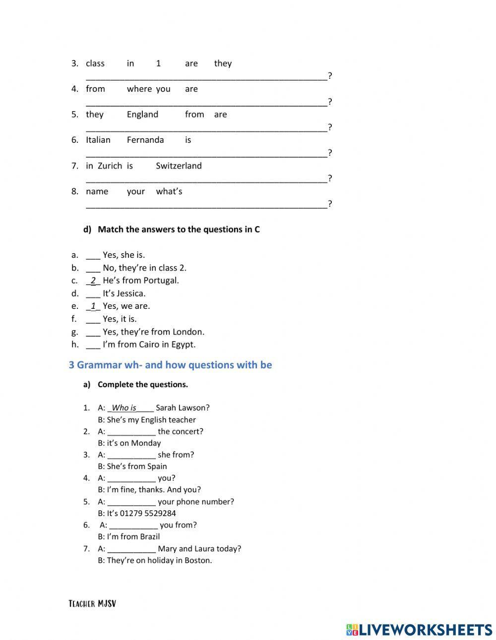 Nationalities and verb to be