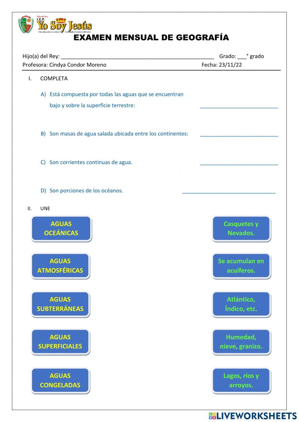 Examen de geografía
