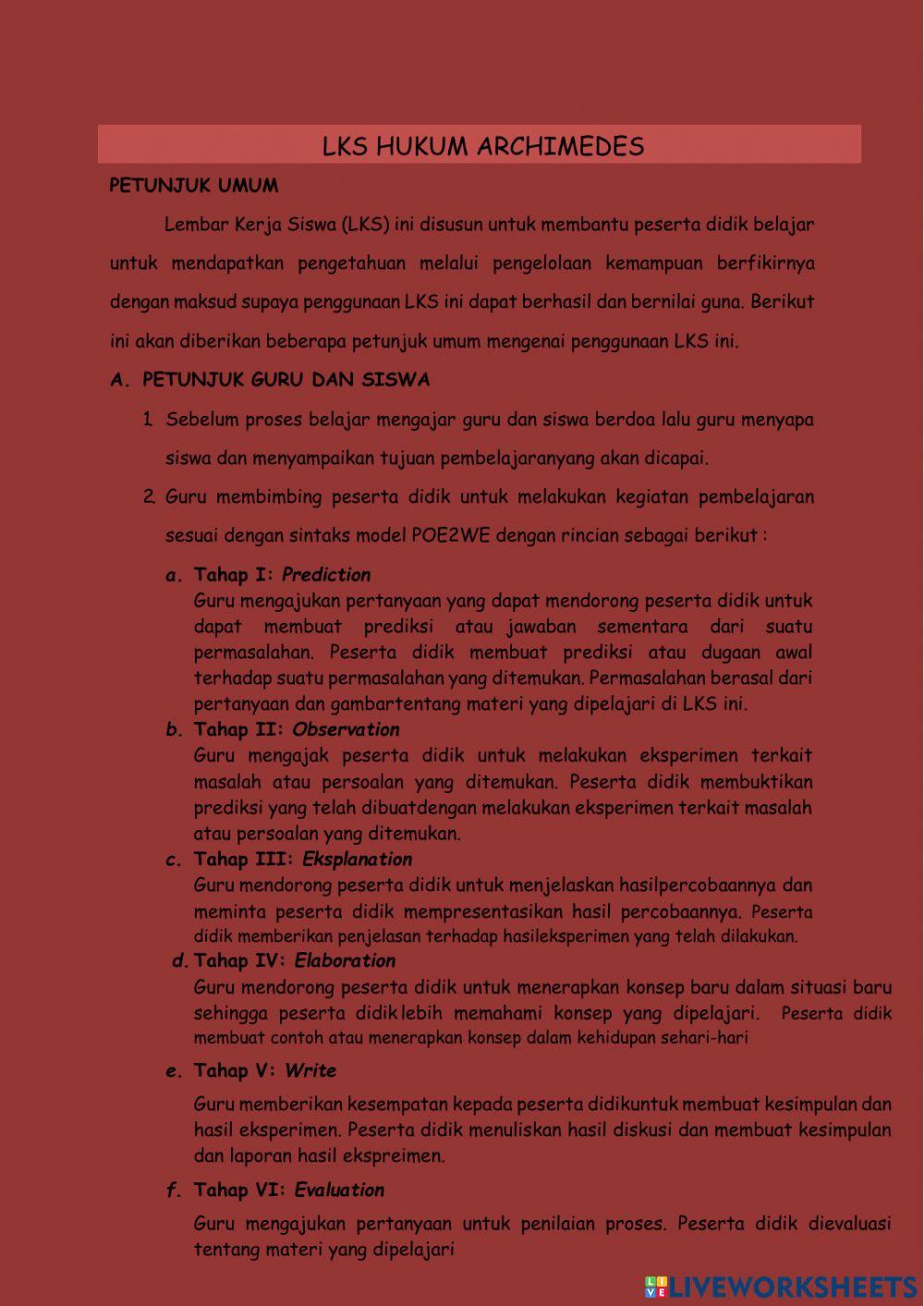 LKPD Hukum Archimedes