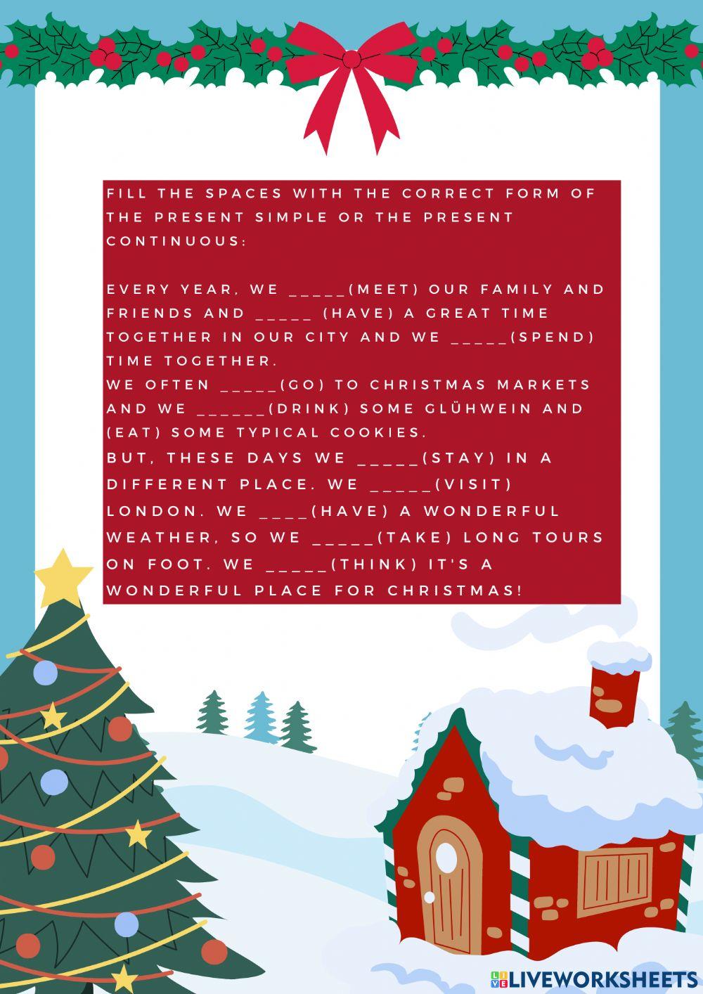 Present simple and continuous christmas