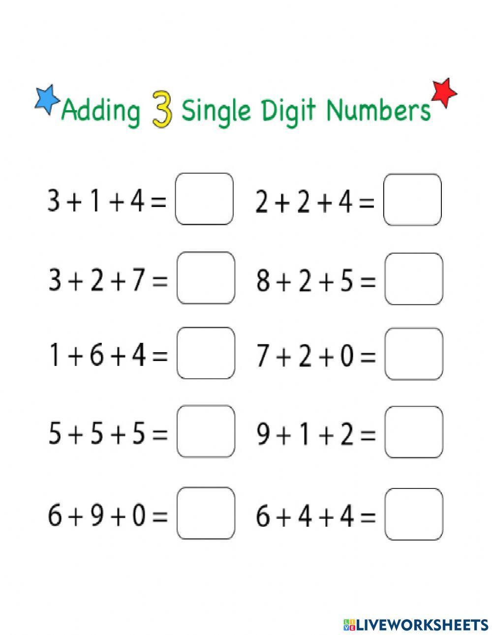 Adding 3 digit single numbers